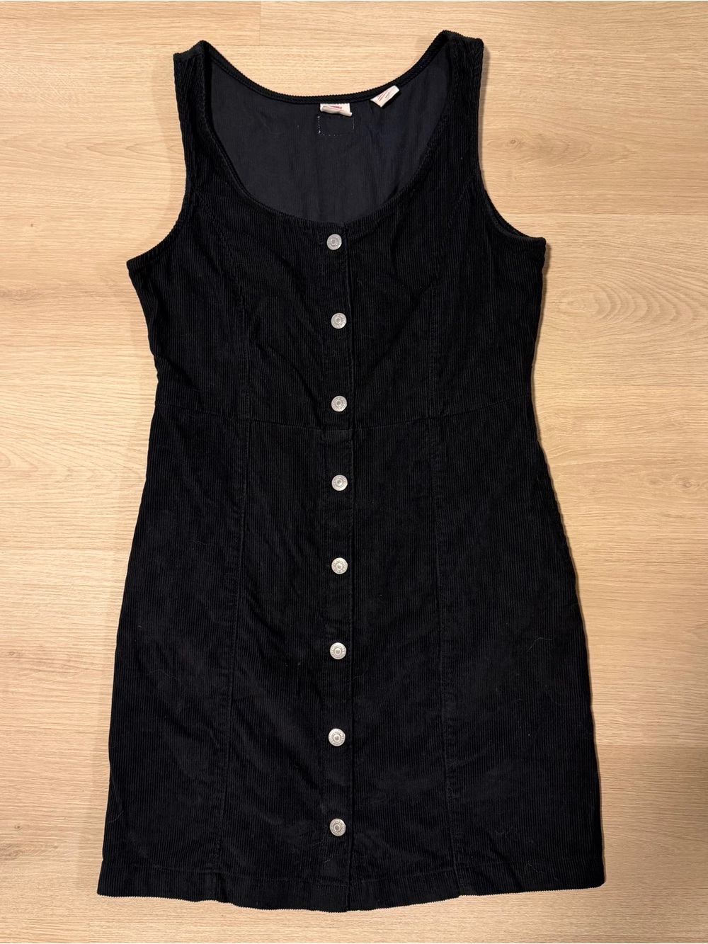 Levi's Black Corduroy Sleeveless Button-Front Mini Dress